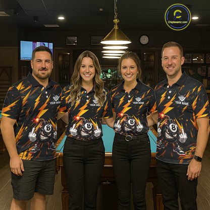 Custom Badass 8 Ball Bomb Billiard Polo 1/4-Zip Shirt For Women Funny Yellow Billiard Tournament Shirt NYN4866