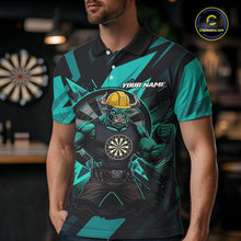 Load image into Gallery viewer, Turquoise Funny Muscle Bull Dartboard Custom Funny Darts Polo Shirt For Men Dart Jerseys NYN1955