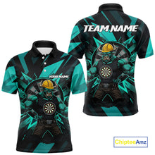 Load image into Gallery viewer, Turquoise Funny Muscle Bull Dartboard Custom Funny Darts Polo Shirt For Men Dart Jerseys NYN1955