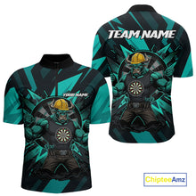 Load image into Gallery viewer, Turquoise Funny Muscle Bull Dartboard Custom Funny Darts Quarter-Zip Shirt For Men Dart Jerseys NYN1955