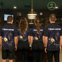 Load image into Gallery viewer, Purple Grunge Grim Reaper Hold 8 Ball &amp; 9 Ball Pool Women Billiard Shirt Custom Billiard Team Attire NYN2702