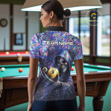 Load image into Gallery viewer, Holographic Grunge Grim Reaper Hold 8 Ball 9 Ball Pool Women Billiard Shirt Custom Billiard Team Attire NYN2704