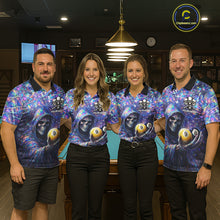Load image into Gallery viewer, Holographic Grunge Grim Reaper Hold 8 Ball 9 Ball Pool Men Billiard Shirt Custom Billiard Team Attire NYN2704