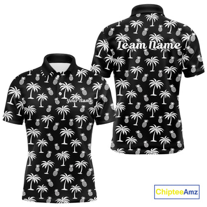 Personalized Tropical Palm Trees Pineapple Men Golf Polo Shirts Black White Team Golf Clothes NYN2863