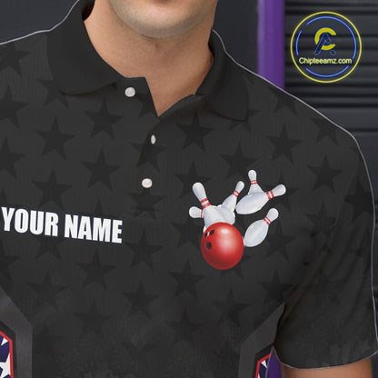 Personalized American Flag Eagle Bowling Shirts For Men Patriotic Bowling Pins And Ball Team Jersey NYN3074