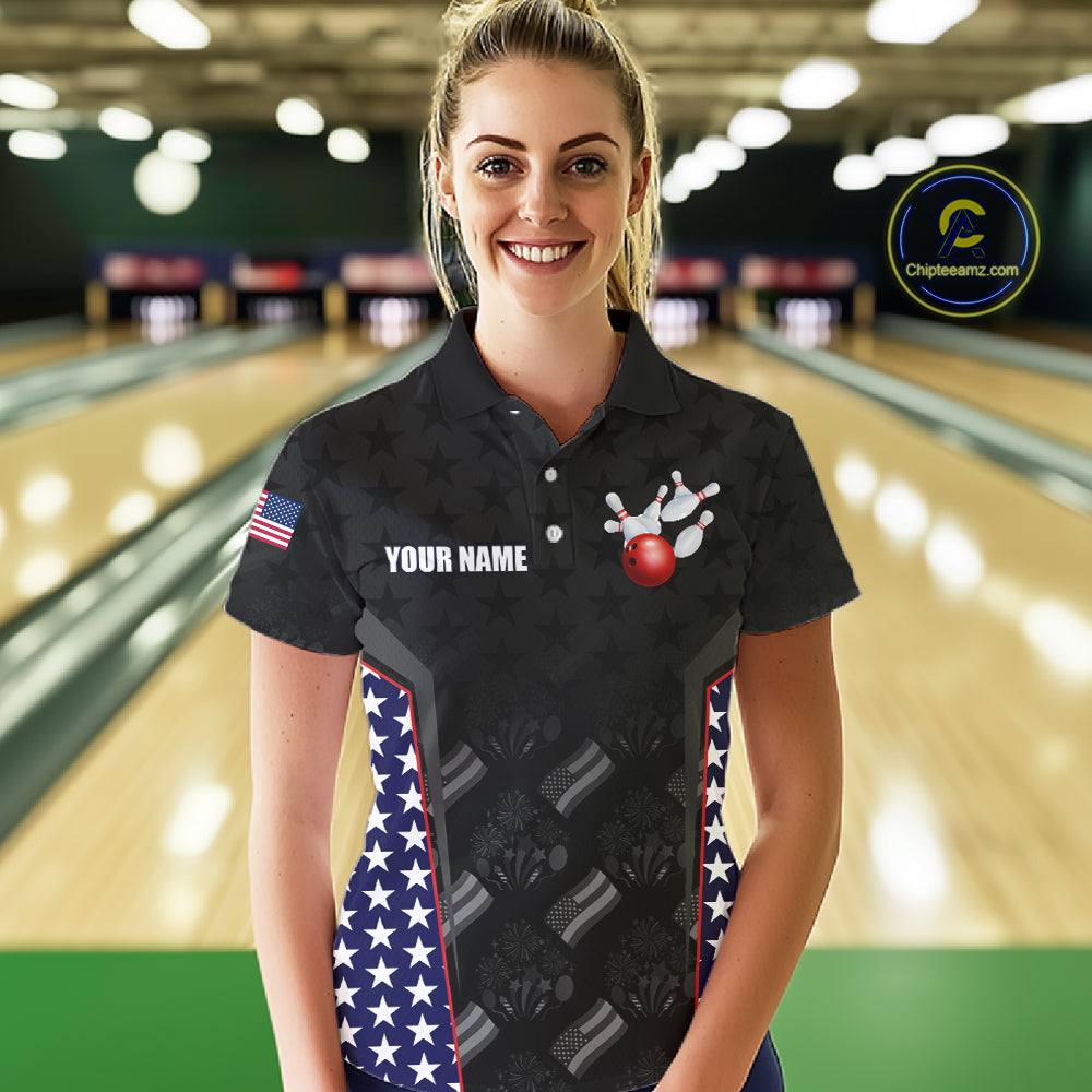 Personalized American Flag Eagle Bowling Shirts For Men Patriotic Bowling Pins And Ball Team Jersey NYN3074