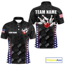 Load image into Gallery viewer, Personalized American Flag Eagle Bowling Shirts For Men Patriotic Bowling Pins And Ball Team Jersey NYN3074