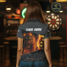 Load image into Gallery viewer, Custom Women&#39;s Darts Shirts With Fiery Tiger &amp; Flaming Dartboard, Darts Jersey NYN0299