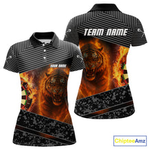 Load image into Gallery viewer, Custom Women&#39;s Darts Shirts With Fiery Tiger &amp; Flaming Dartboard, Darts Jersey NYN0299