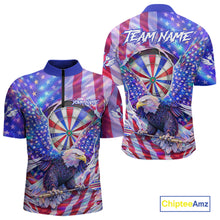 Load image into Gallery viewer, Funny Eagle Freedom Patriotic Darts Quarter-zip Shirt For Men Custom Holographic US Flag Dart Jerseys NYN2520
