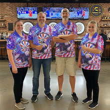 Load image into Gallery viewer, Funny Eagle Freedom Patriotic Darts Polo Shirt For Women Custom Holographic US Flag Dart Jerseys NYN2520