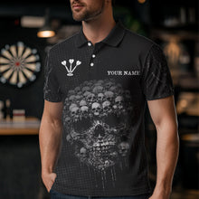 Load image into Gallery viewer, Personalized Skull Black Custom Darts Shirt Polo &amp; 1/4 Zip For Men, Dart Team Shirts NYN0002