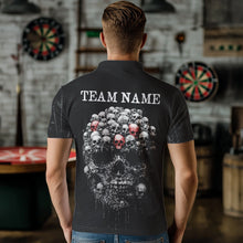 Load image into Gallery viewer, Personalized Skull Black Custom Darts Shirt Polo &amp; 1/4 Zip For Men, Dart Team Shirts NYN0002