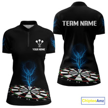 Load image into Gallery viewer, Women’s Darts Team Shirt Colorful Dartboard With Navy Thunder Lightning Dart Arrow NYN0301