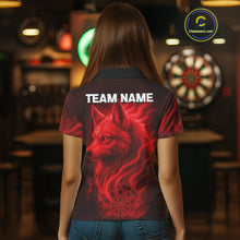 Load image into Gallery viewer, Red Flaming Wolf Dartboard Darts Shirt For Women - Custom Team Jersey For Players NYN0574