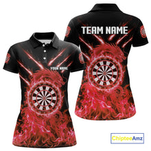 Load image into Gallery viewer, Custom Lightning Dragon Red Flames Dartboard Dart Women Polo Jerseys Dart Team Shirt NYN1702