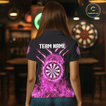 Load image into Gallery viewer, Custom Lightning Dragon Pink Flames Dartboard Dart Women Polo Jerseys Dart Team Shirt NYN1703