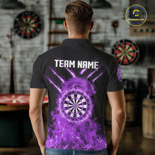 Load image into Gallery viewer, Custom Lightning Dragon Purple Flames Dartboard Dart Men Polo Jerseys Dart Team Shirt NYN1704
