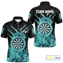 Load image into Gallery viewer, Custom Lightning Dragon Turquoise Flames Dartboard Dart Men Polo Jerseys Dart Team Shirt NYN1705