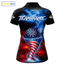 Load image into Gallery viewer, Blue &amp; Red US Flag Dartboard Tornado Women Darts Polo Shirt Custom Patriotic Dart Team Jerseys NYN2524