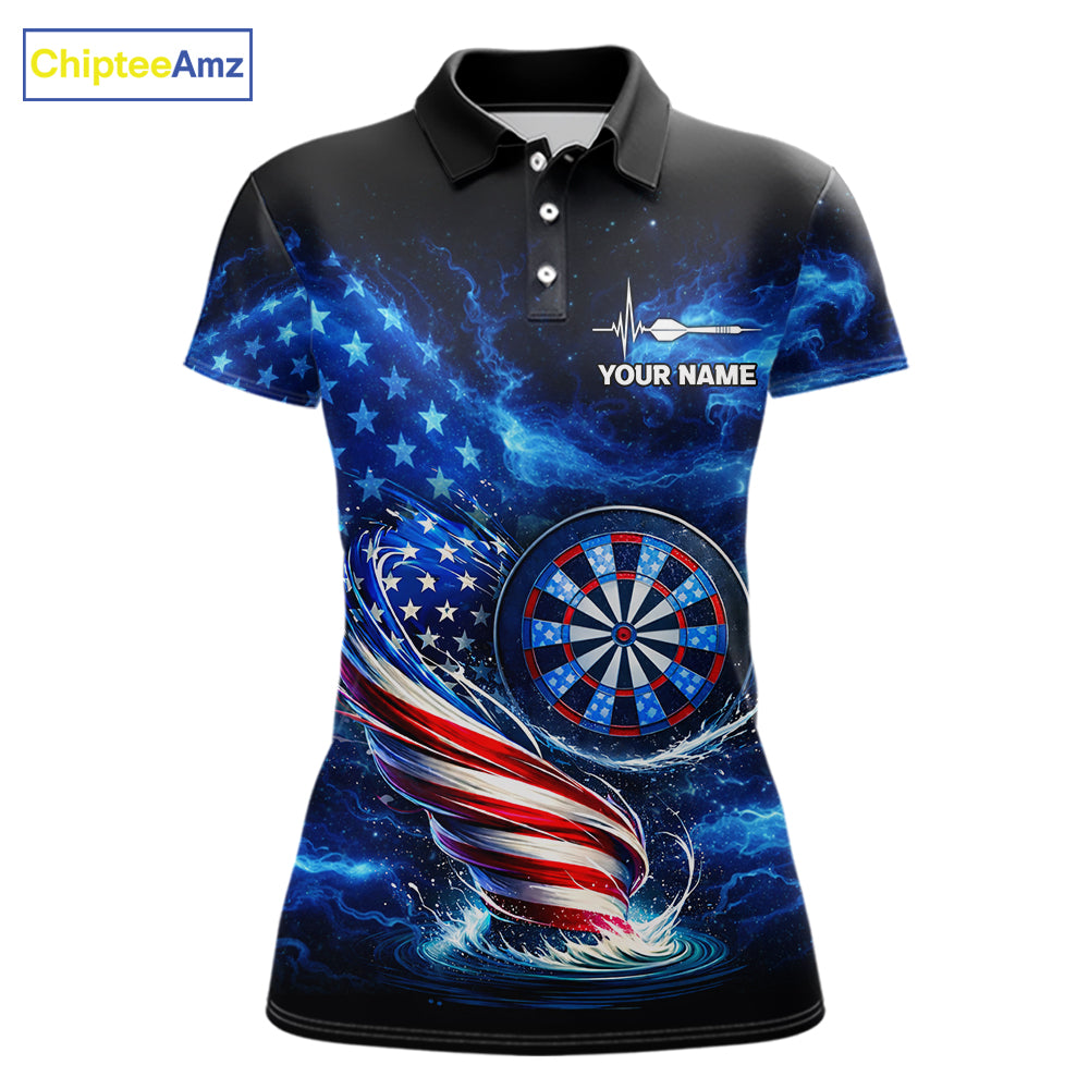 American Flag Dartboard Tornado Women Darts Polo Shirt Custom Patriotic Funny Dart Team Jerseys NYN2525