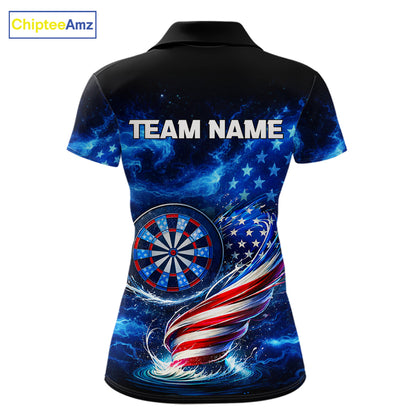 American Flag Dartboard Tornado Women Darts Polo Shirt Custom Patriotic Funny Dart Team Jerseys NYN2525