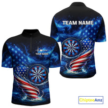 Load image into Gallery viewer, American Flag Dartboard Tornado Men Darts Quarter-zip Shirt Custom Patriotic Funny Dart Team Jerseys NYN2525