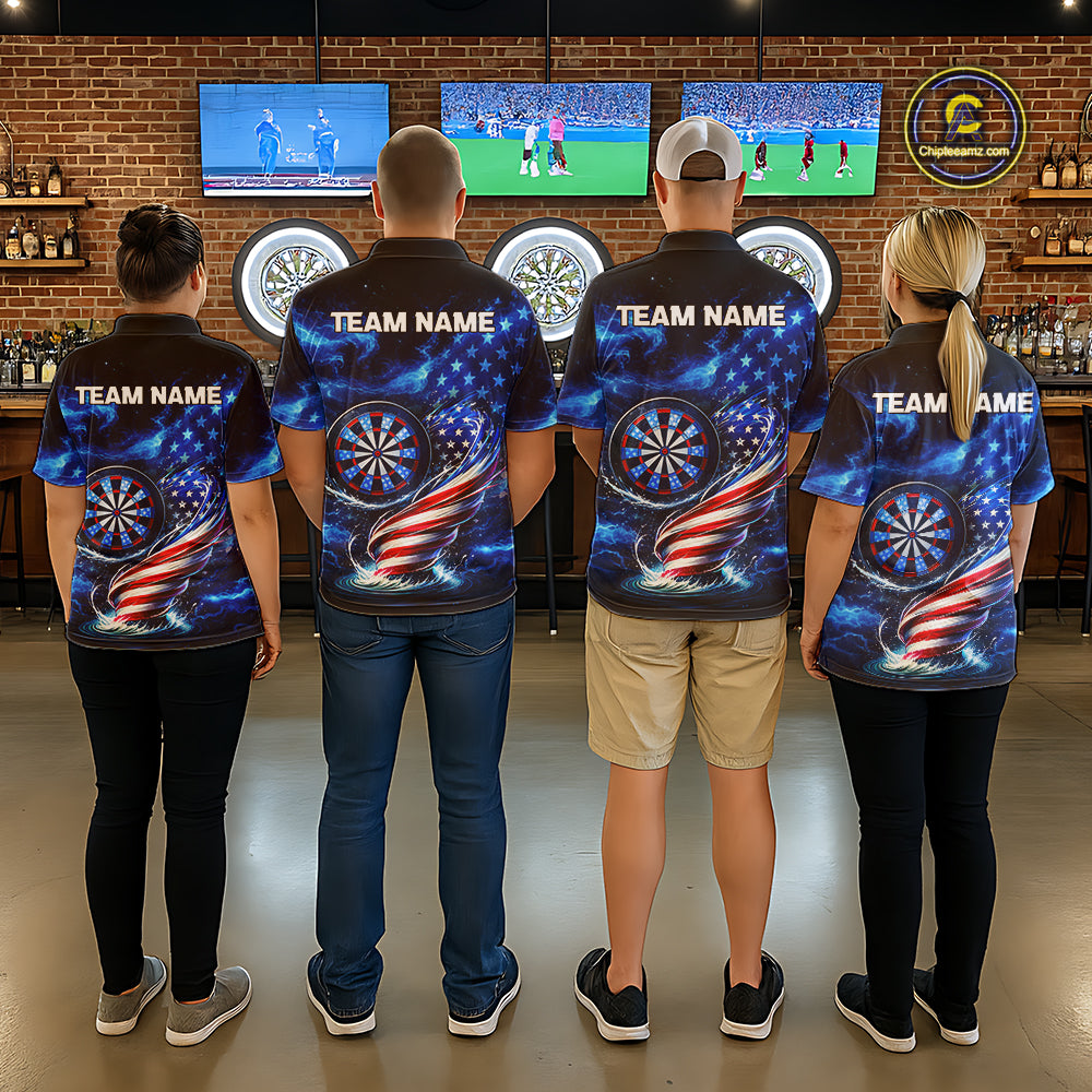 American Flag Dartboard Tornado Women Darts Quarter-Zip Shirt Custom Patriotic Funny Dart Team Jerseys NYN2525