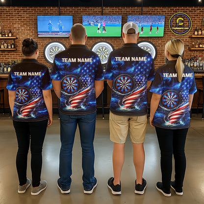 American Flag Dartboard Tornado Women Darts Quarter-Zip Shirt Custom Patriotic Funny Dart Team Jerseys NYN2525