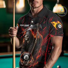Load image into Gallery viewer, Fire Flame 8 Ball Pool Men Billiard Shirt Custom Red Grunge Grim Reaper Billiard Jersey For Pooler NYN3087