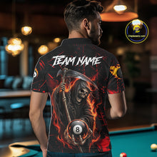 Load image into Gallery viewer, Fire Flame 8 Ball Pool Men Billiard Shirt Custom Red Grunge Grim Reaper Billiard Jersey For Pooler NYN3087