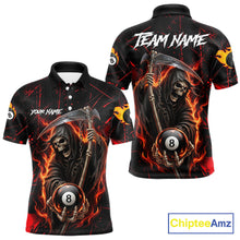 Load image into Gallery viewer, Fire Flame 8 Ball Pool Men Billiard Shirt Custom Red Grunge Grim Reaper Billiard Jersey For Pooler NYN3087