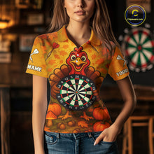 Load image into Gallery viewer, Custom Funny Turkey Dartboard Dart Polo Shirt For Women Autumn Thanksgiving Dart Jersey NYN1457