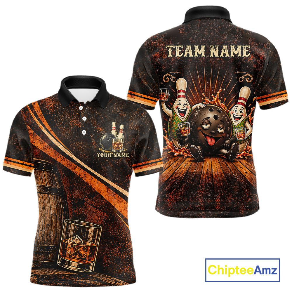 Drunk Retro Bowling Shirt For Men Custom Funny Whiskey Bowling Team League Bowler Drinking Gift NYN4537