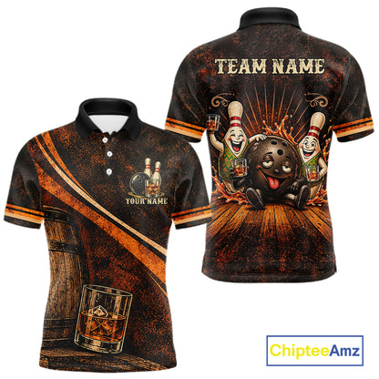 Drunk Retro Bowling Shirt For Men Custom Funny Whiskey Bowling Team League Bowler Drinking Gift NYN4537