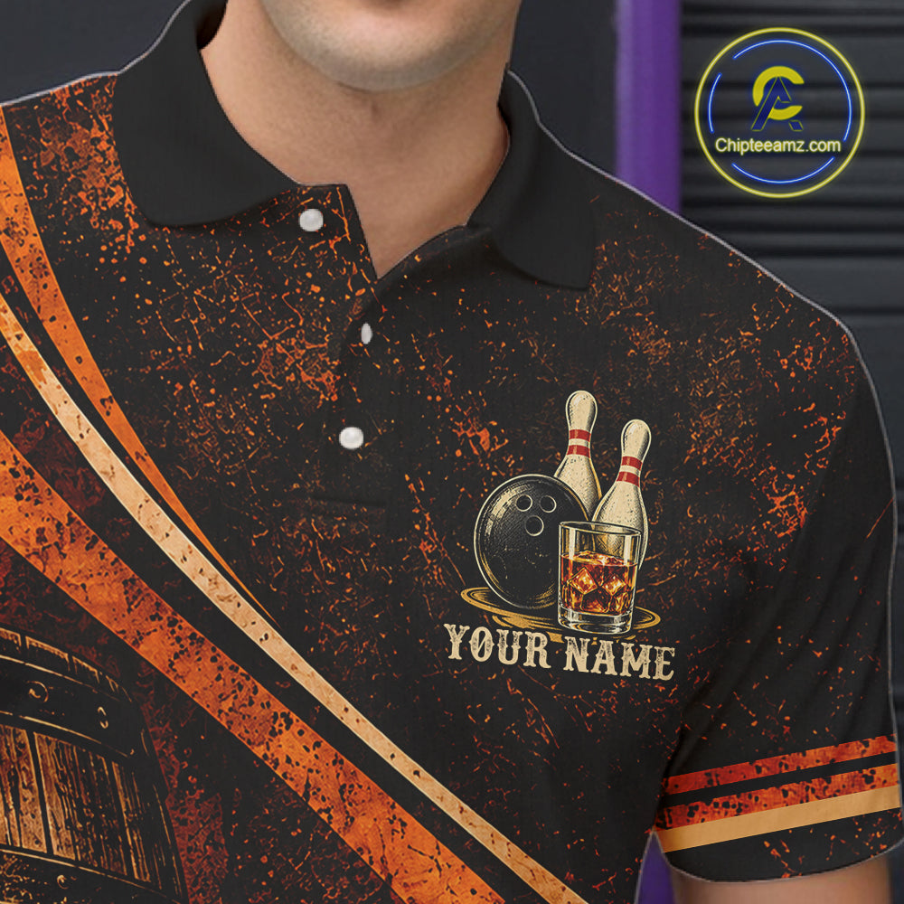 Drunk Retro Bowling Shirt For Men Custom Funny Whiskey Bowling Team League Bowler Drinking Gift NYN4537