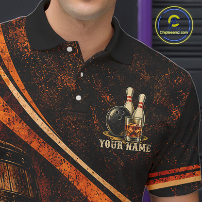 Drunk Retro Bowling Shirt For Men Custom Funny Whiskey Bowling Team League Bowler Drinking Gift NYN4537