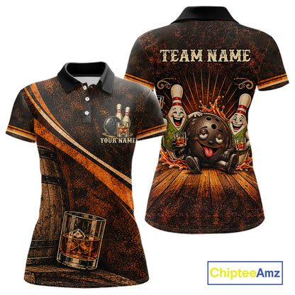 Drunk Retro Bowling Shirt For Women Custom Funny Whiskey Bowling Team League Bowler Drinking Gift NYN4537