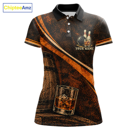 Drunk Retro Bowling Shirt For Women Custom Funny Whiskey Bowling Team League Bowler Drinking Gift NYN4537