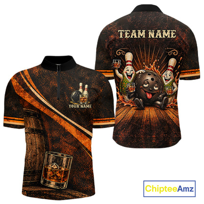 Drunk Retro Bowling Shirt For Men Custom Funny Whiskey Bowling Team League Bowler Drinking Gift NYN4537