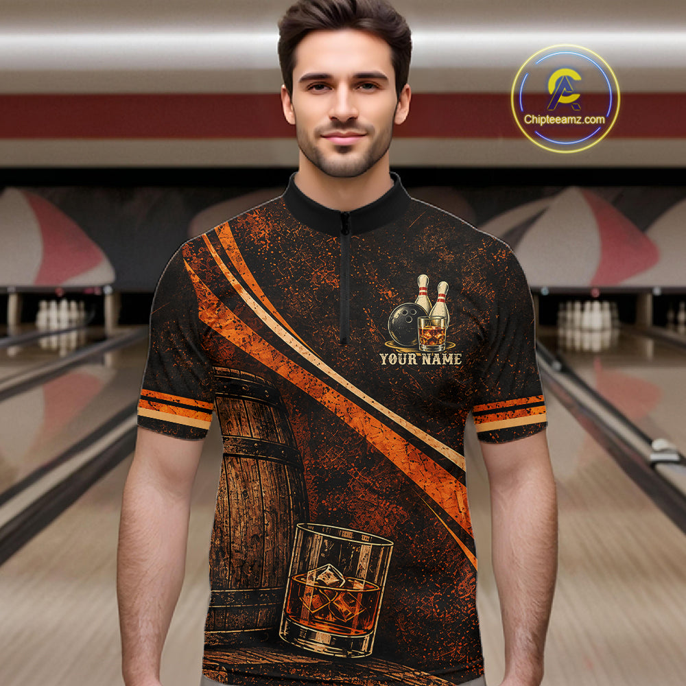 Drunk Retro Bowling Shirt For Men Custom Funny Whiskey Bowling Team League Bowler Drinking Gift NYN4537