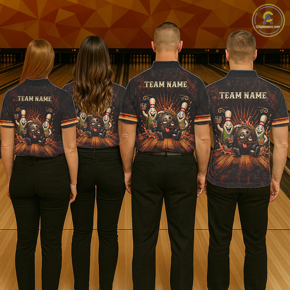 Drunk Retro Bowling Shirt For Men Custom Funny Whiskey Bowling Team League Bowler Drinking Gift NYN4537