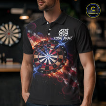 Load image into Gallery viewer, Custom Colorful US Flag Smoke Dartboard Men Darts Polo Shirt Patriotic Dart Gifts NYN1992