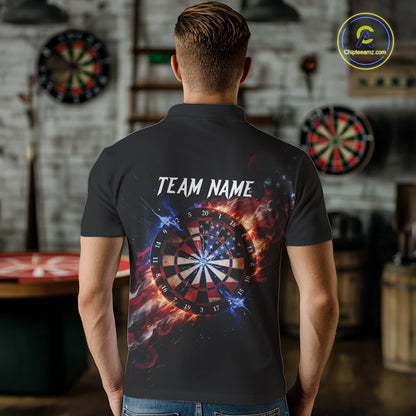 Custom Colorful US Flag Smoke Dartboard Men Darts Polo Shirt Patriotic Dart Gifts NYN1992