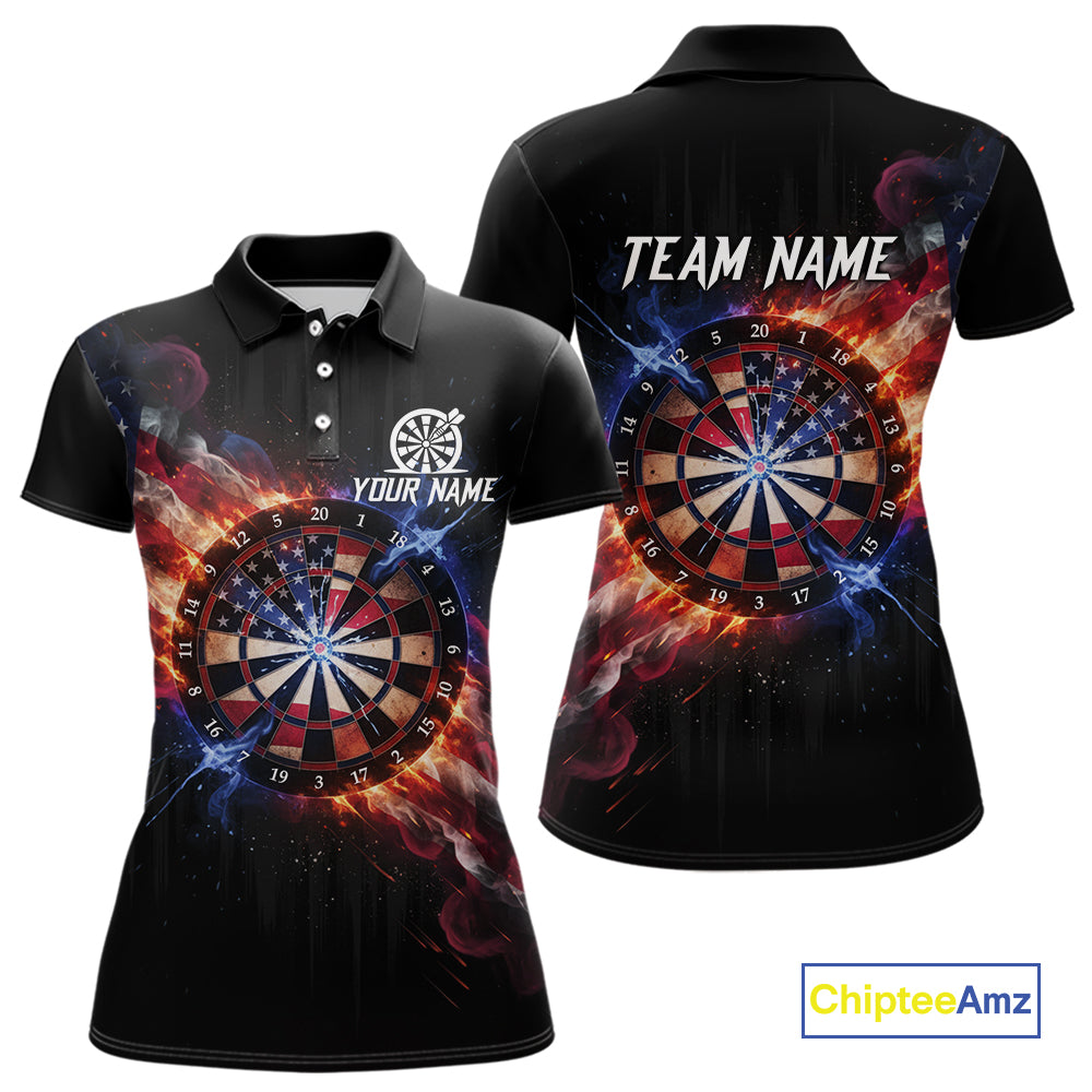 Custom Colorful US Flag Smoke Dartboard Women Darts Polo Shirt Patriotic Dart Gifts NYN1992