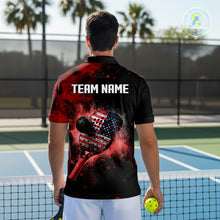 Load image into Gallery viewer, Custom Black And Red Paddle &amp; Ball Pickleball Jerseys Men US Flag Pickleball Shirts NYN2222