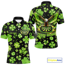 Load image into Gallery viewer, Funny Eagle Dartboard Shamrock Men Darts Polo Shirt Custom St Patrick's Day Darts Team Jersey NYN2531