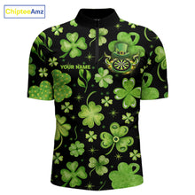 Load image into Gallery viewer, Funny Eagle Dartboard Shamrock Men Darts Quarter-Zip Shirt Custom St Patrick's Day Darts Team Jersey NYN2531