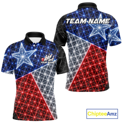 Lightning Texas Flag Black Bowling Shirts For Men Custom Patriotic Team Bowling Jersey NYN3273