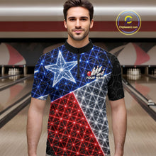 Load image into Gallery viewer, Lightning Texas Flag Black Bowling Shirts For Men Custom Patriotic Team Bowling Jersey NYN3273